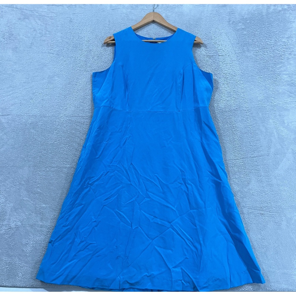 Vintage Victoria Holley Dress Womens 16 WP 100% Silk Blue Sleeveless 90s‎ Preppy